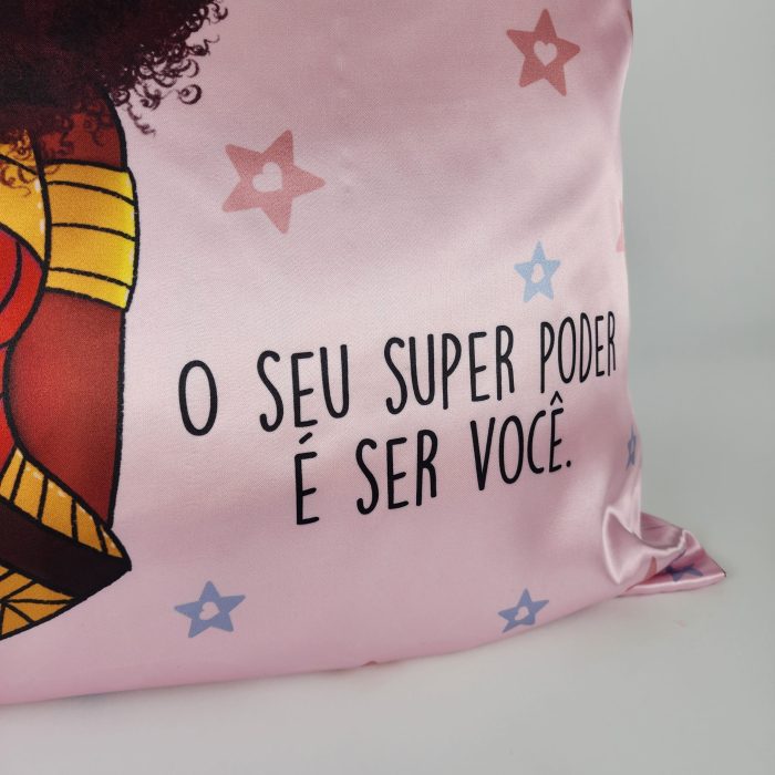 Fronha com ZIPPER Super Menina de Cetim Anti Frizz - QUEEN SIZE 55X70 - Imagem 4