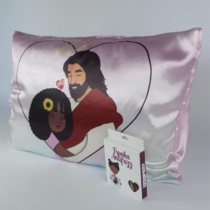 Fronha com ZIPPER no abraço dele de Cetim Anti Frizz - QUEEN SIZE 55X70 - Imagem 3